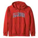 Retro Illinois Tee Vintage Illinois Orange Blue Throwback IL Zip Hoodie Size M