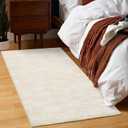 Small Area Rug 2x4 Entryway Mat Washable Bedside Rug with Rubber Backing Modern Solid Color Dining Room Throw Carpet Contemporary Area Rug for Living Room Bedroom Kitchen, 2' x 4' Cream White