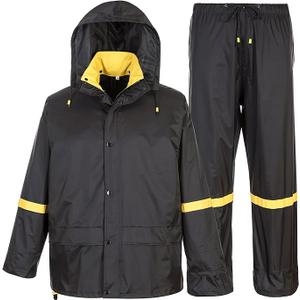 Classic Rain Suits for Men Breathable Rain Gear for Waterproof work, Hooded Coats Jacket and Pants L