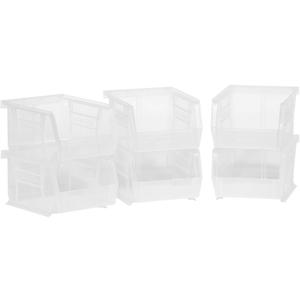Akro-Mils 30210 AkroBins Plastic Storage Bins, Space-Saving Stackable Bins for Garage, Pantry, Craft Organization, 5-Inch x 4-Inch x 3-Inch, Clear, 6-Pack