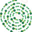 Boao 10 Feet St. Patrick's Day Wooden Beaded Garland Rustic Farmhouse Bead Wall Hanging Decor Natural Tree Garland Wall Hanging Prayer Beads for St. Patrick's Day (Green,White)
