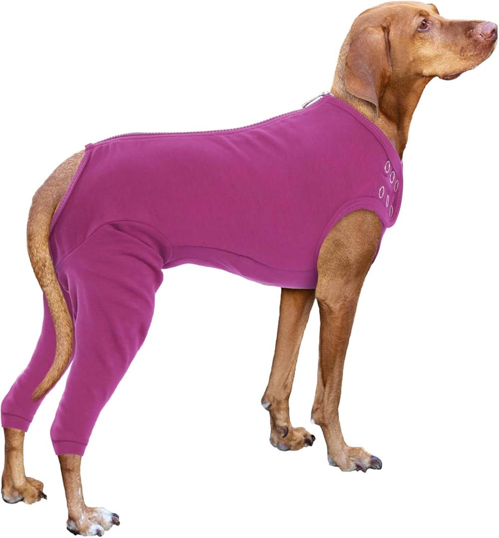 Nanaki Dog Wound Care Shirt, Dog Leg Sleeve To Stop Licking Rear Leg And Abdomen, Doggy Surgery Suit Female Spay,Doggy Onesie For Surgery Female Male, Pet Surgical Recovery Suit Pet Wound Heal Clothes (2XL(Back:23.2", Weight:40-85Ib), Purple)