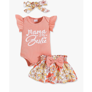 Newborn Infant Clothes Baby Girl Dress Summer Toddler Outfit Cute Girl Romper Skirt Set+Headband 3-6M