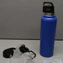 BJPKPK Insulated Water Bottles with Straw Lid, 40oz Stainless Steel Water Bottles with 3 Lids, BPA Free Leakproof Thermo, Tumblers, Cups for Sports, Gym- Sapphire