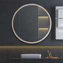 Natural Wood Round Mirror, 28 Inch - Large Wall Circle Mirror for Bathroom or Nursery Decor