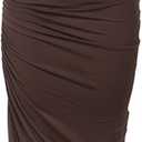 Women's Two Piece Skirt Sets Summer Beach Sexy Ruched Backless Cami Top And Cut Out Skirt Night Out Dress, Coffee, Small 