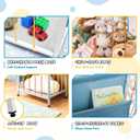 Kids Dual-Side Toy Storage and 3-Tier Bookshelf  Montessori Toddler Organizer with Divided Left and Right Toy Bins & Bookcase for Nursery, Playroom (White & Blue)