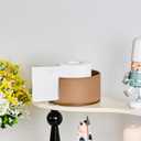 Brown Leather and Wood Textures Toilet Paper Holder Stand for Bathroom Countertop or Floating Shelves, Toilet Top Decorative Roll Organizer Mega Roll 5.5 Inches or Less, Free Standing Mega Roll Storage