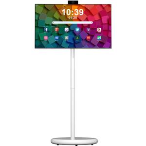 VLH 27" Smart Portable TV On Wheels | Cordless Rolling Touchscreen TV | 6GB RAM + 128GB Storage | EDLA-Certified Android 15 OS | Full Swivel Rotation | Voice Remote Control | 4K Camera