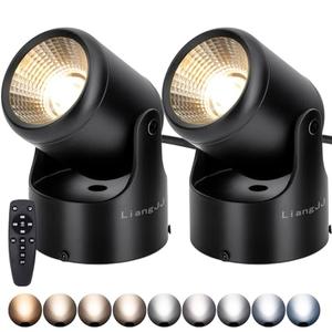 LiangJJ Uplights Indoor, 2 Pack 12W Uplighting with Timer and Remote, Stepless Adjustable Color Temperature and Dimmable Floor Can Light, 6000K Accent LED Spot Lights for Plant, Artwork, Corner, Wall