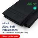 Queen Pillow Cases Set of 2 - Ultra Soft Hotel Quality Pillowcase Covers - Comfy, Cozy & Wrinkle Free - Shrinkage, Stain and Fade Resistant - Machine Washable Pillow Protectors - 2 Piece Set - Black