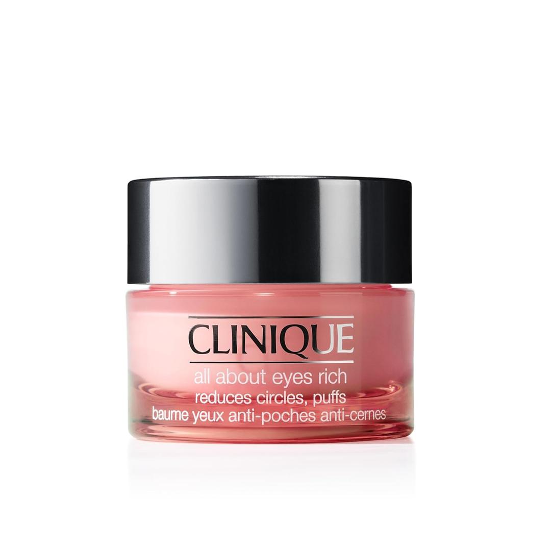 Clinique All About Eyes Rich Eye Cream For Dark Circles With Hyaluronic Acid | Hydrating, Brightening + Depuffing, Mini Travel Size, 0.5 Ounce