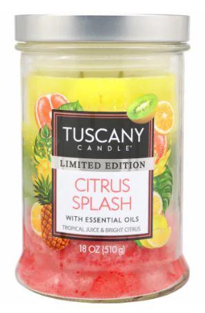 Tuscany Limited Edition Scented Triple Pour Jar Candle Citrus Splash 18z.