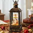 Christmas Snow Globe Swirling Glittering Angel & Nativity Scene with Music, USB Lined/Battery Operated Lighted Water Lantern for Christmas Festival Decoration Gifts (11.6'' Nativity)