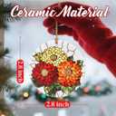 2 x Christmas Ornaments, 2.8in Ceramic Birth Flower Ornament, Xmas Decor, Christmas Tree Ornaments, Xmas Decorations for Tree, Holiday Ornament, Birth Flower Gifts, Gift Ideas, Gifts for Women - Nov