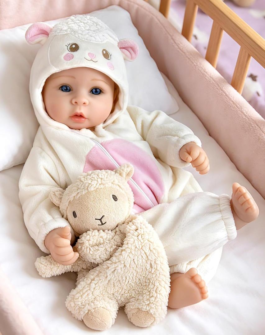 Aori Baby Doll Realistic, 17-inch Lifelike Baby Dolls Set with Feeding Kit Included, Real Life Newborn Baby Doll for Kids 3+, Parents, Elderly and Collectors