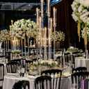 10PCS 8 Arm Acrylic Candelabra Candle Holder for Wedding,Tall Clear Candlestick Holders with Shade for Tables Party Grand Event Valentine's Day Dinner Decoration (Fit 0.8" Led Candles)