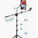 InnoGear Mic Stand, 6 in 1 Microphone Stand Floor with Tablet Phone Holder Height Adjustable from 30" to 72" Mic Stand Tripod Boom Arm with Gooseneck Carrying Bag for Singing Karaoke Stage