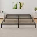 6 Inch Low Profile Queen Size Bed Frame, Noise-Free Heavy Duty Metal Platform with Mattress Stopper, No Box Spring Needed, Easy Assembly Steel Support, Black