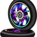 2 Pack 100mm Scooter Wheels,88A Replacement Scooter Wheel with ABEC-9 608RS Bearings Installed for Pro Scooters Kick Scooters, Multi-Color