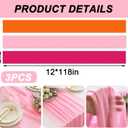 3 Pcs Pink and Orange Party Decorations Sunset Beach Striped Gauze Table Runner Tulle Sheer Mesh Table Cover for Summer Wedding Bridal Shower Birthday Party Fiesta Home Decor