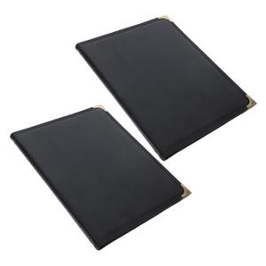 Pu Leather Menu Cover Sleeves Practical Menu Holder for Restaurants Cafes and Bars Easy to Clean Faux Leather Design Black