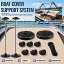 1200D Pontoon Boat Cover with Support Poles 2 Pack, 22-24 ft Boat Cover for Pontoon with Motor Cover, Fits 22 ft 23 ft 24 ft Boats up to 8.5 ft Beam, Gray
