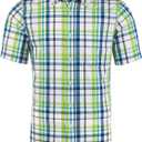 Mens Short Sleeve Casual Plaid Button Down Shirts Work Slim Fit Western Dress Shirt for Men (XL)