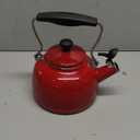 Circulon Enamel on Steel Whistling Teakettle/Teapot With Flip-Up Spout, 2 Quart - Red