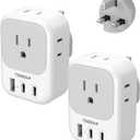 US to UK Plug Adapter 2 Pack, TESSAN Type G Adapter for Travel with 4 Outlets 3 USB (2 USB-C), Power Adaptor for US to UK Ireland London Scotland Kenya Dubai Singapore Hong Kong