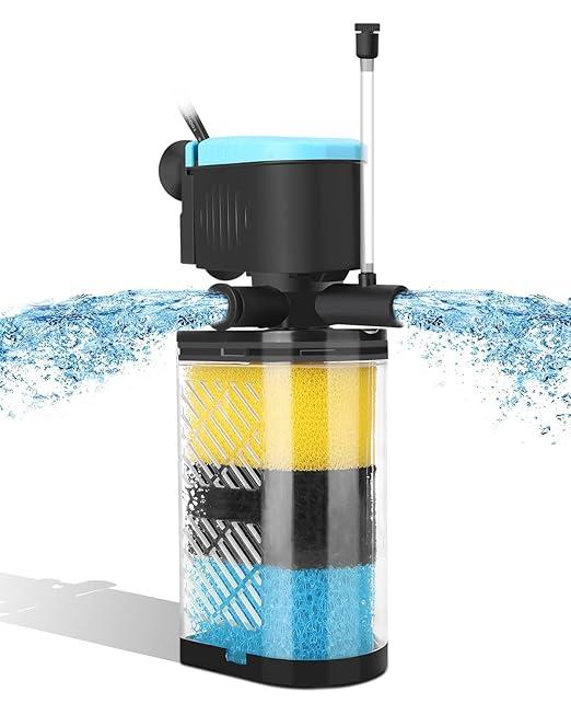 AquaMiracle Aquarium Filter 3Stage inTank Filter Internal Fish Tank Filter Turtle Filter for 70100 Gallon Fish Tanks with Dual Water Outlet & Aeration