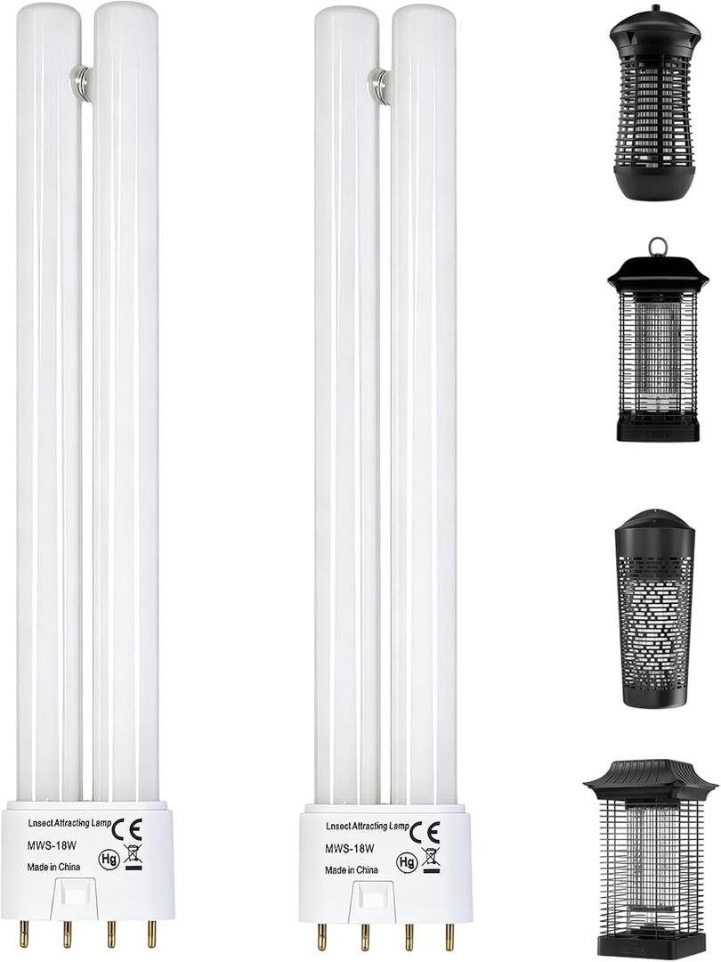 2-Pack 2G11 18W Replacement Bulbs , 4-Pin H-Shaped Twin Tube Plug-in CFL, Compatible with Livin Well Compatible with Black+Decker Compatible with Sahara Sailor, for Indoor Outdoor Lighting Fixtures