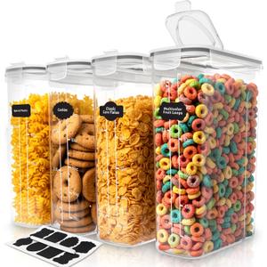 Utopia Kitchen Cereal Containers Storage Set – 4 Pack 4L(135.2 oz) Airtight Food Storage Containers with Lids, BPA-Free Cereal Dispensers for Pantry Organization and Storage (Clear)