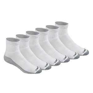 Dickies Men's Dri-Tech Moisture Control Quarter Socks, White (6 Pairs), Large