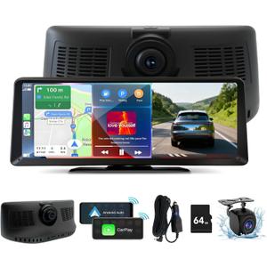 8.1" HD Carplay Screen for Car Stereo, 2K Dash Cam Wireless Portable Touch Screen Car Play with Apple Carplay & Android Auto with 1080P Back Up Camera, Bluetooth, Mirror Link, GPS , AUX, Voice Control