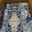 Washable 8 x 10 Area Rug for Living Room, Vintage Floral Rug Soft Non Slip Stain Resistant Boho Carpet for Indoor Bedroom Dinning Room Home Office Blue/Ivory