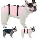 KOESON Four Legged Winter Coat, Warm Small Dog Jacket with Adjustable Buckles, Turtleneck Windproof Fleece Jackets, Reflective Fullbody Snowsuit Puffer Pink Grey S