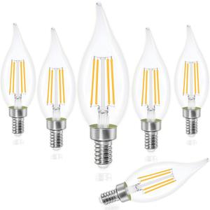 Sailstar Dimmable LED Candelabra Bulbs,60W Equivalent,4000K Daylight White,4 Watt Chandelier Light Bulb,LED Edison Bulb,E12 Base Filament Flame Tip,500 Lumen,6 Pack (6 Count (Pack of 1), 4000k Natural Daylight)