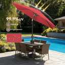 9FT Outdoor Patio Umbrella - Table Umbrella Waterprool UV Protection, Sombrillas de Patio with Push Button Tilt, Sun Umbrella for Pool, Porch, Garden, Deck, Backyard (Red)