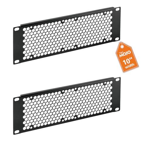 Tecmojo 2 Pack Vented 2U Blank Rack Mount Panel, Steel Patch Panel Filler for 10" Server Rack, Network Cabinet, Data Center, Home Labs, Black