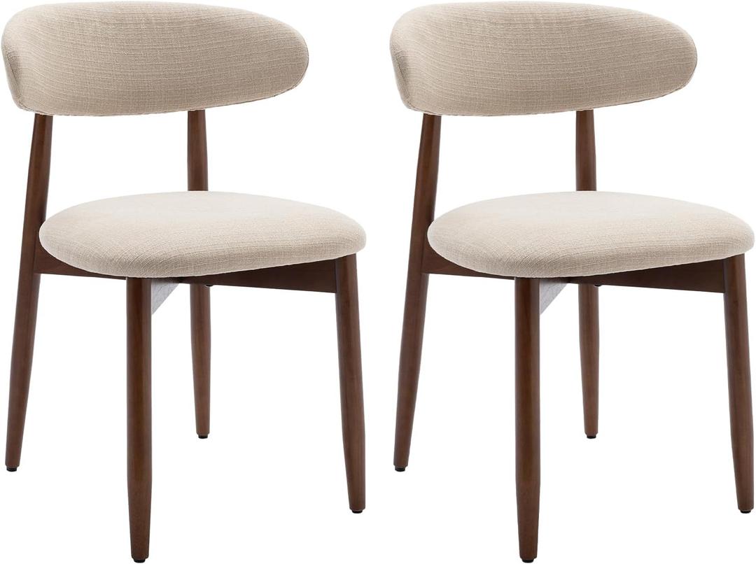 COLAMY Upholstered Open Back Dining Chair Set Of 2 Beige
