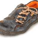 TMA EYES Five Finger Sole Side Lace-Up Leather Woemn Casual Shoes (7.5, Black)