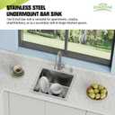 18x18 In Undermount Kitchen And Bar Sink- Stainless Steel Single Bowl Kitchen Sink Modern Drop In Bar Sink With Silicon Mat,Drain Strainer Set Compatibility With Various Kitchen & Bar Style