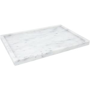 100% Natural Marble Serving Tray Luxury Marble Storage Tray for Home Decor Stone Tray for Bathroom/Kitchen/Vanity/Dresser,Plate Holder for Tissues, Candles, Towel (12" x 8" x 0.7")