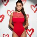 OQQ Women 2 Piece Bodysuit Mesh Ruched Sleeveless Turtle Neck Shapewear Body Suits One Piece Leotard Shirt Going Out Tops