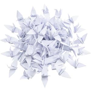 WANDIC 100 Pcs Origami Paper Cranes, Handmade Folded Origami Paper Crane String Garland for Wedding Party Backdrop Home Decoration, White