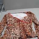 SOLY HUX Women's Leopard T Shirt Y2k Lace Cheetah Print V Neck Long Sleeve Slim Fitted Tee Going Out Tops (Medium)