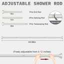 Thestoa Brushed Nickel Shower Curtain Rod Adjustable 43-66 inch, 1"Diameter Spring Tension Curtain Rod No Drill, Anti-Rust Non-Slip Shower Rod for Bathroom Tension Rod