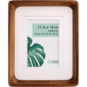 Handcrafted Solid Wood Picture Frame with Mat for Wall or Tabletop Display, Perfect for Photos and Artwork. (Walnut, 11"x14" matted to 5"x7"/8"x10")