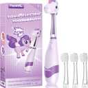 Papablic Toddler Sonic Electric Toothbrush Kids for Ages 1-3 Years, Baby Electric Toothbrush with Cute Unicorn Cover and Smart LED Timer, 4 Brush Heads (Arya)